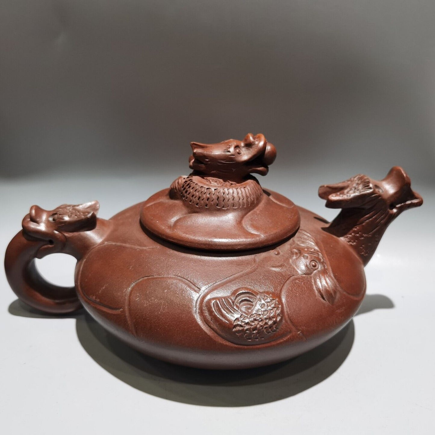 Chinese Yixing Zisha Clay Handmade dragon Exquisite Teapot 品名：鱼化龙壶 低款：大清光绪宫廷御制