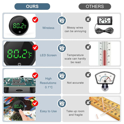 Aquarium Digital Thermometer LED Fish Tank Temperature Gauge Touch Screen Lot