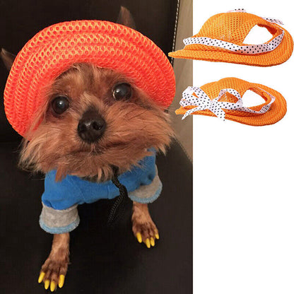 Dog Cat Cute Baseball Cap Outdoor Sunshade Hat Ear Holes Headgear Pet Supplies