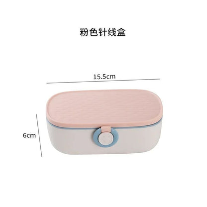 Sewing Kits Storage Box Plastic Double-Layer Knitting Needle Thread Bin 15.5x6cm