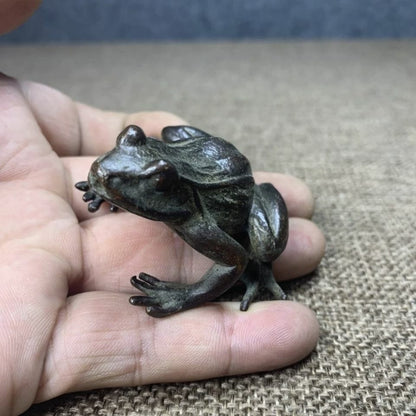 Collect Copper Solid Frog Desktop Tea Pet Ornament