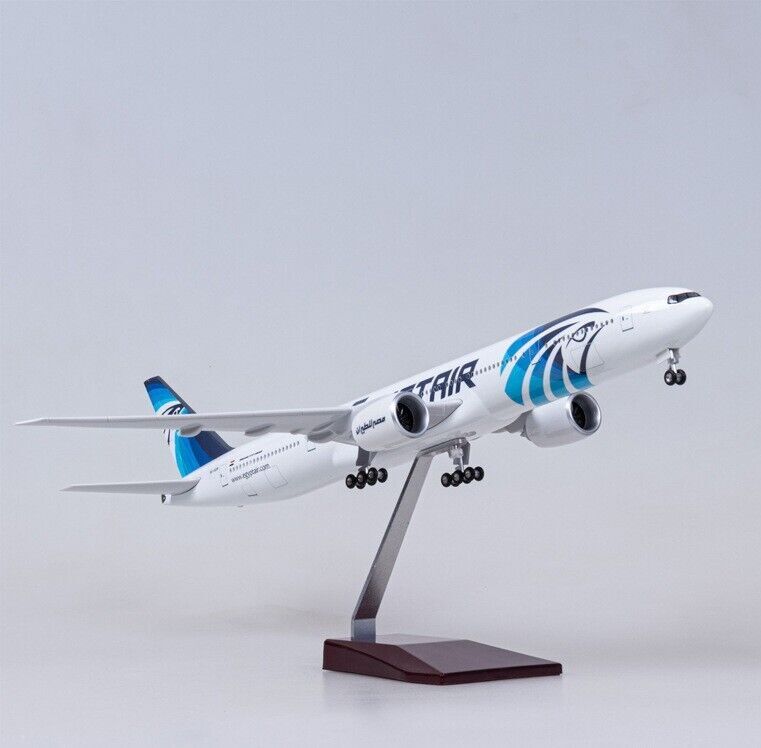 47CM EGYPTAIR B777-300ER Passenger Plane Led Sound- controlled Light Resin Model