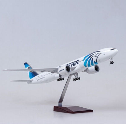 47CM EGYPTAIR B777-300ER Passenger Plane Led Sound- controlled Light Resin Model