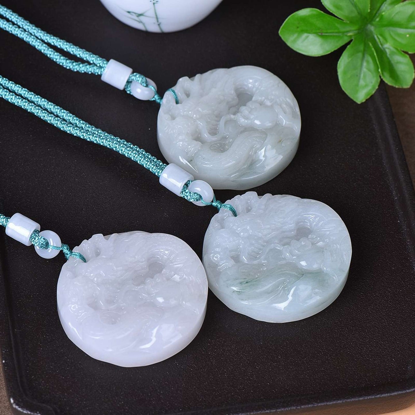 Chinese Natural Jade Jadeite Hand-carved Exquisite Dragon Statue Pendant 9022