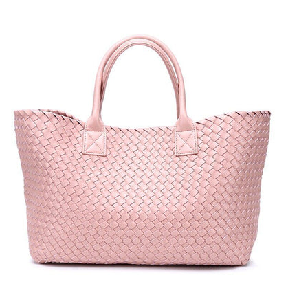 Woven Handbags Imitation Sheepskin Shoulder Bag Large Bucket Bag Women Leather