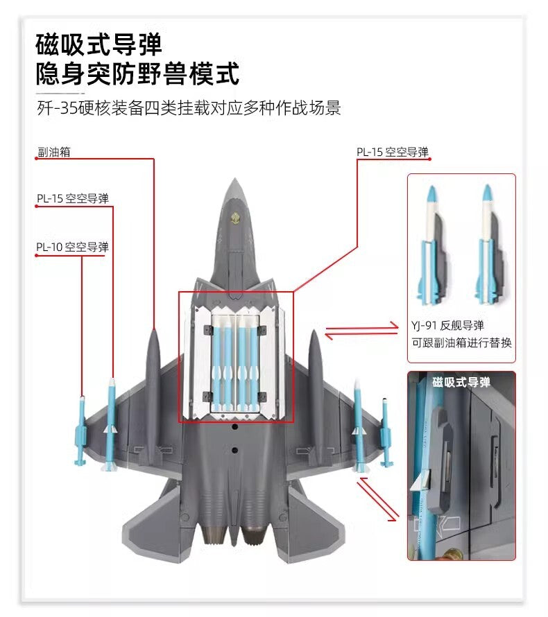 1:48 36CM AVIC Shipborne Fighter Jets Airplane Diecast Military Aircraft Model