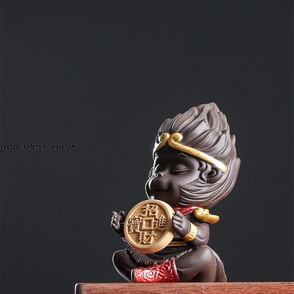 Monkey Statue Yixing Zisha Tea Pet Small Size Safety Wealthy Symbol Purple Clay