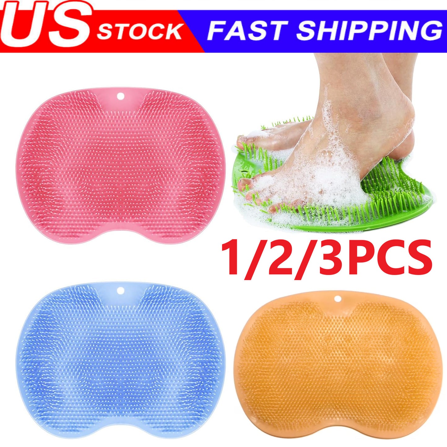 Foot Back Scrubber Exfoliating Silicone Massager Pad Cleaning Mat Bath Shower