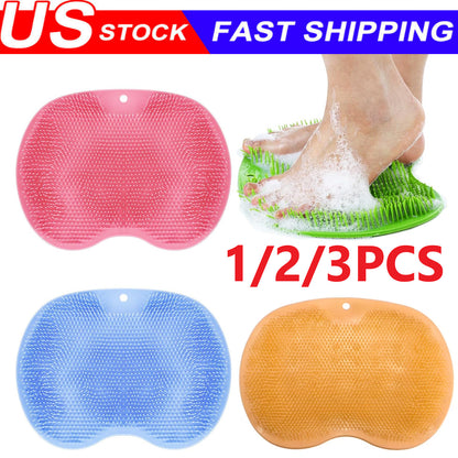 Foot Back Scrubber Exfoliating Silicone Massager Pad Cleaning Mat Bath Shower