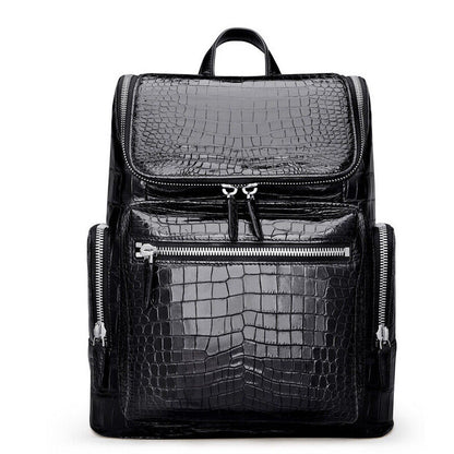 Handcrafted Real Crocodile Belly Leather Men Travel Backpack for 14" Laptop Bag