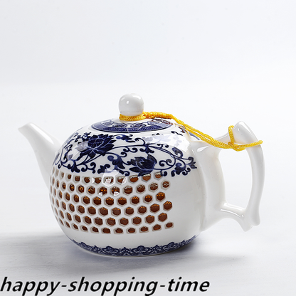 Porcelain Tea Pot Thin Glaze Hollow-out Design Kungfu Tea Pot With Infuser New