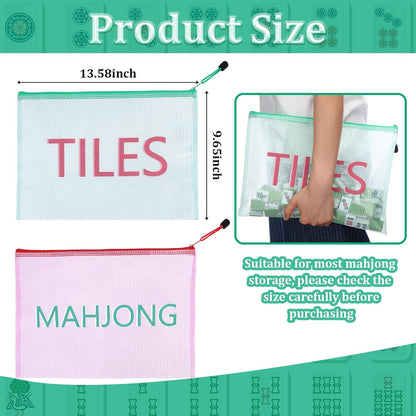 2 Pack 13.6 X 9.7 Inch Empty Mahjong Tile Bag American PVC Clear Mahjong Case Si
