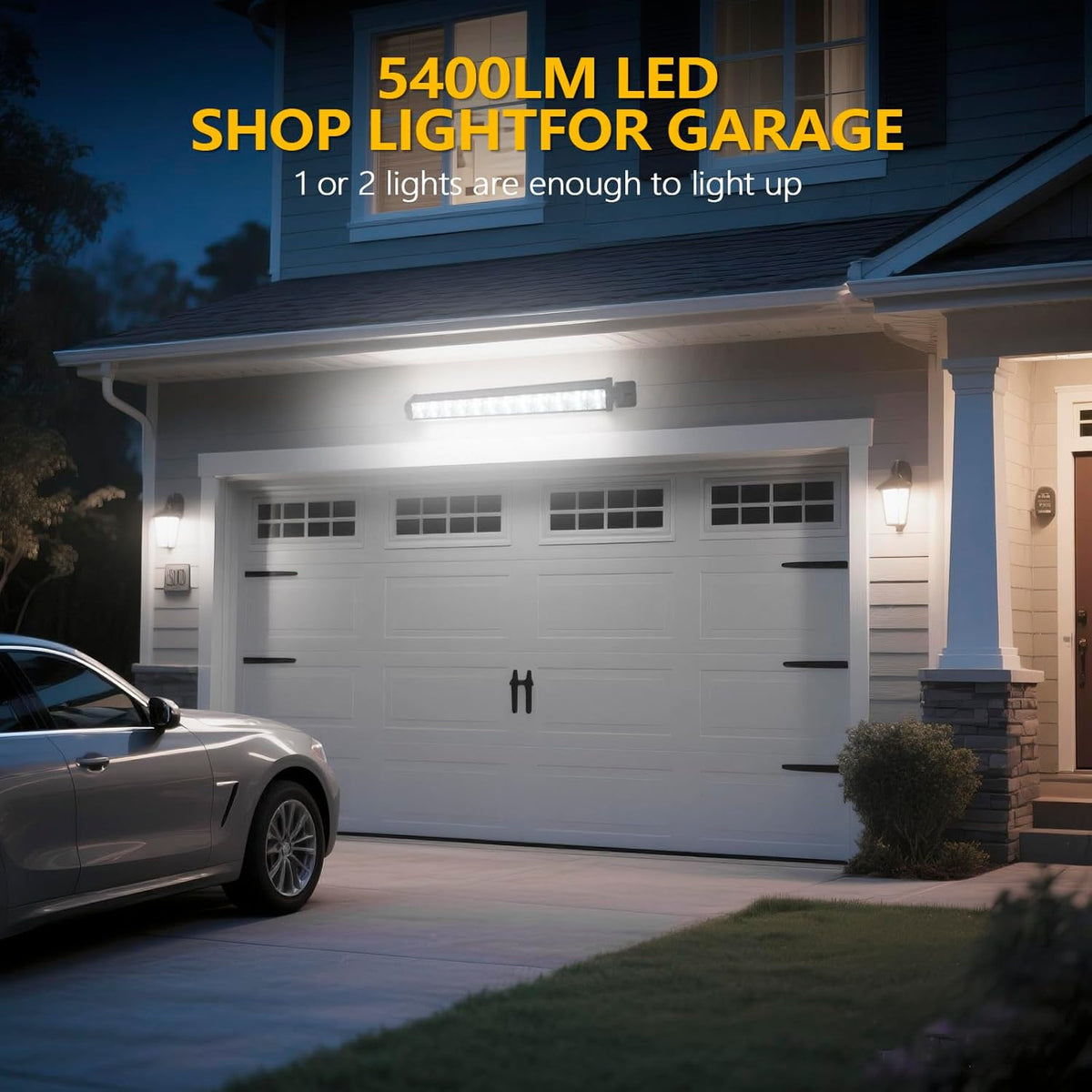 2 Pack 24W LED Shop Light, Plug in Garage Light with 6.5FT Cord and On/Off Switc