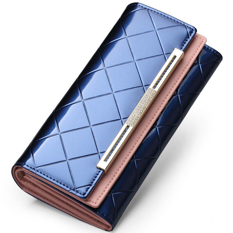 Women's Wallets Cash Clip Leather Billfold Handbag Ladies Purse Long Card Clamps