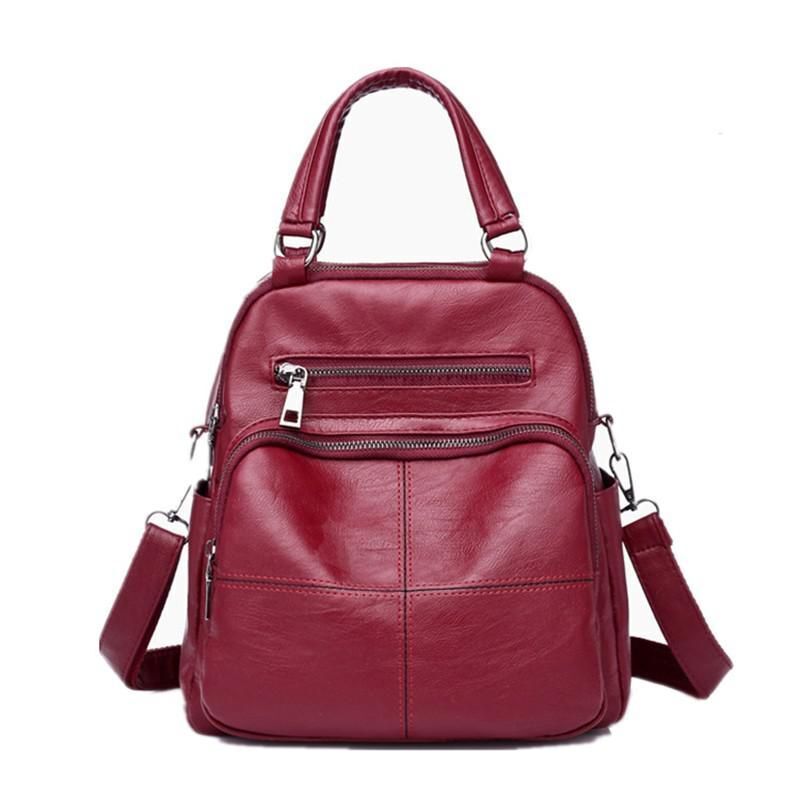 Synthetic Leather Retro Casual Shoulders Bag Backpack Handbags Multiple Pockets