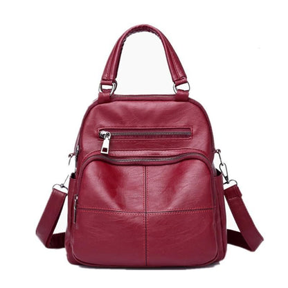 Synthetic Leather Retro Casual Shoulders Bag Backpack Handbags Multiple Pockets