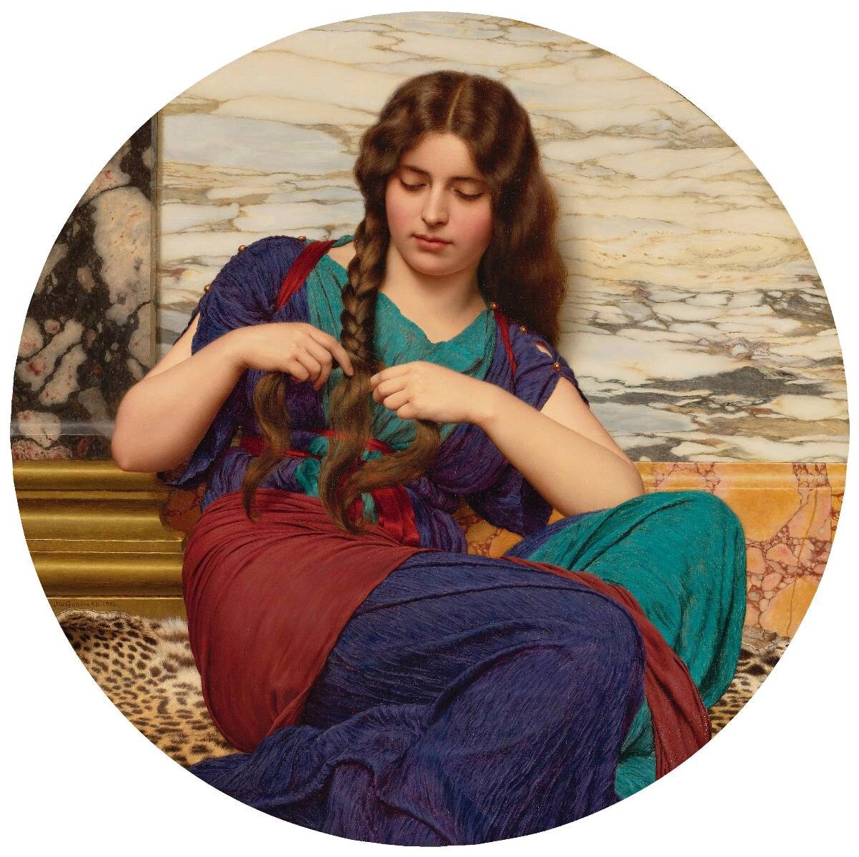 Oil painting R.B.A-John-William-Godward-A-Congenial-Task R.B.A-John-William-Godw