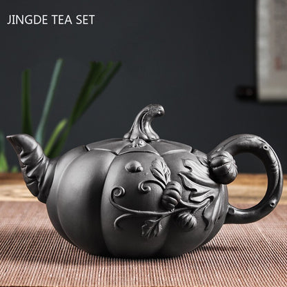 Yixing Purple Clay Teapot Large-capacity Pumpkin Pot Zhu Mud Handmade Filter Tea