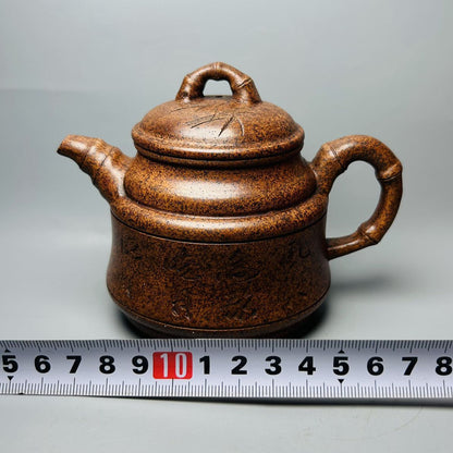 Chinese Yixing Purple Clay Teapot Zisha Ceramic Bamboo Teaware Collection Rare