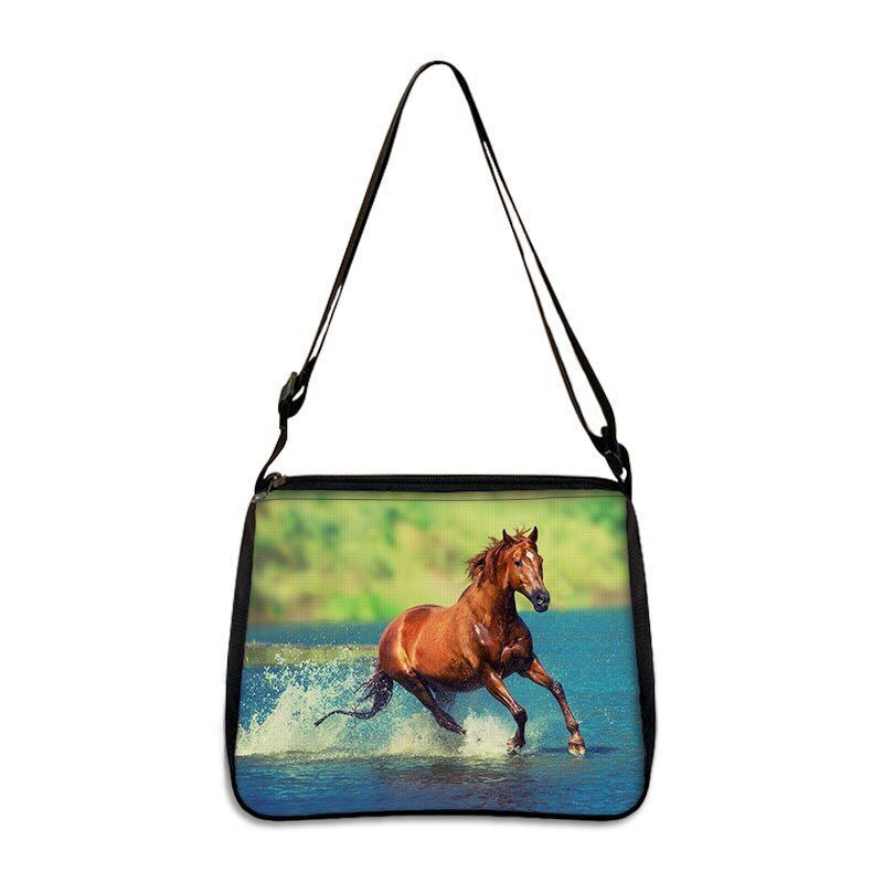 Horse Print Handbag Canvas Shoulder Bag Messenger Bags Travel Crossbody Nylon