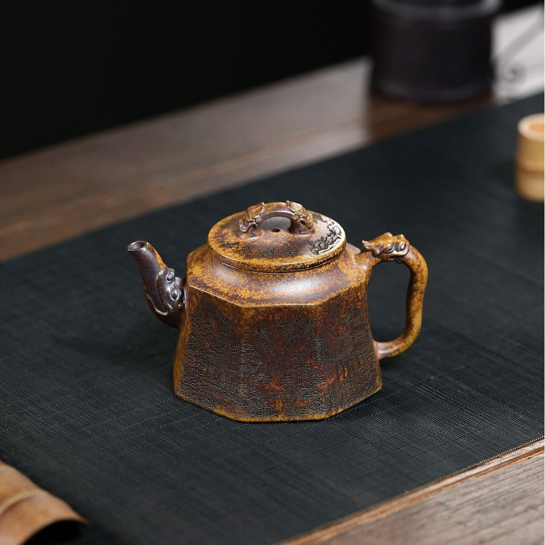 Yixing Purple Clay Teapot 300cc,Chinese Zisha Teapot,Full-handmade Gongfu Teapot
