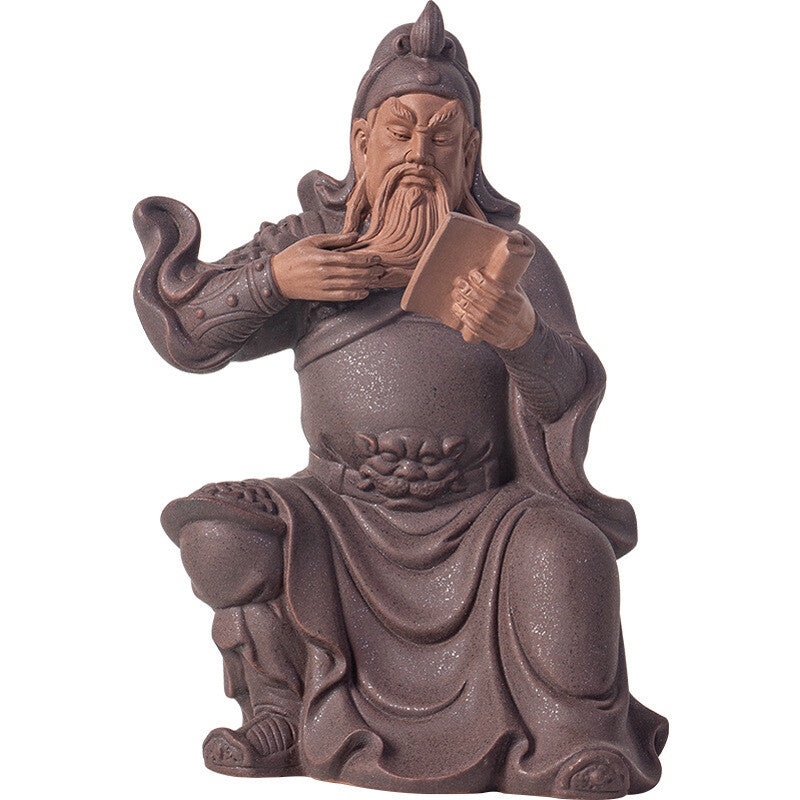 Purple Clay Tea Pet Guan Gong’s Night Reading Study Room Decoration Ornament