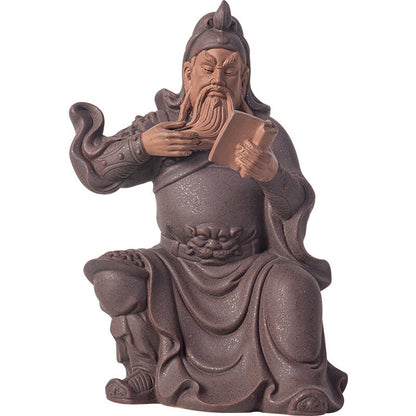 Purple Clay Tea Pet Guan Gong’s Night Reading Study Room Decoration Ornament
