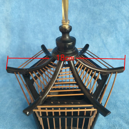 Handmade Cricket Cage Ebony Bamboo Hexagonal Tower Shaped Grasshopper Cage