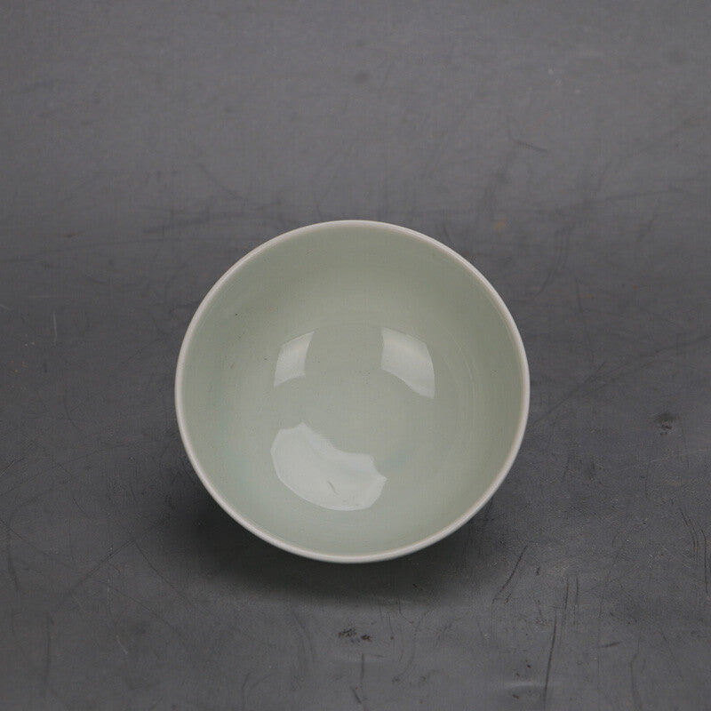 3.3" Collection Chinese Song Porcelain Green White Glaze Nest Shape Cup