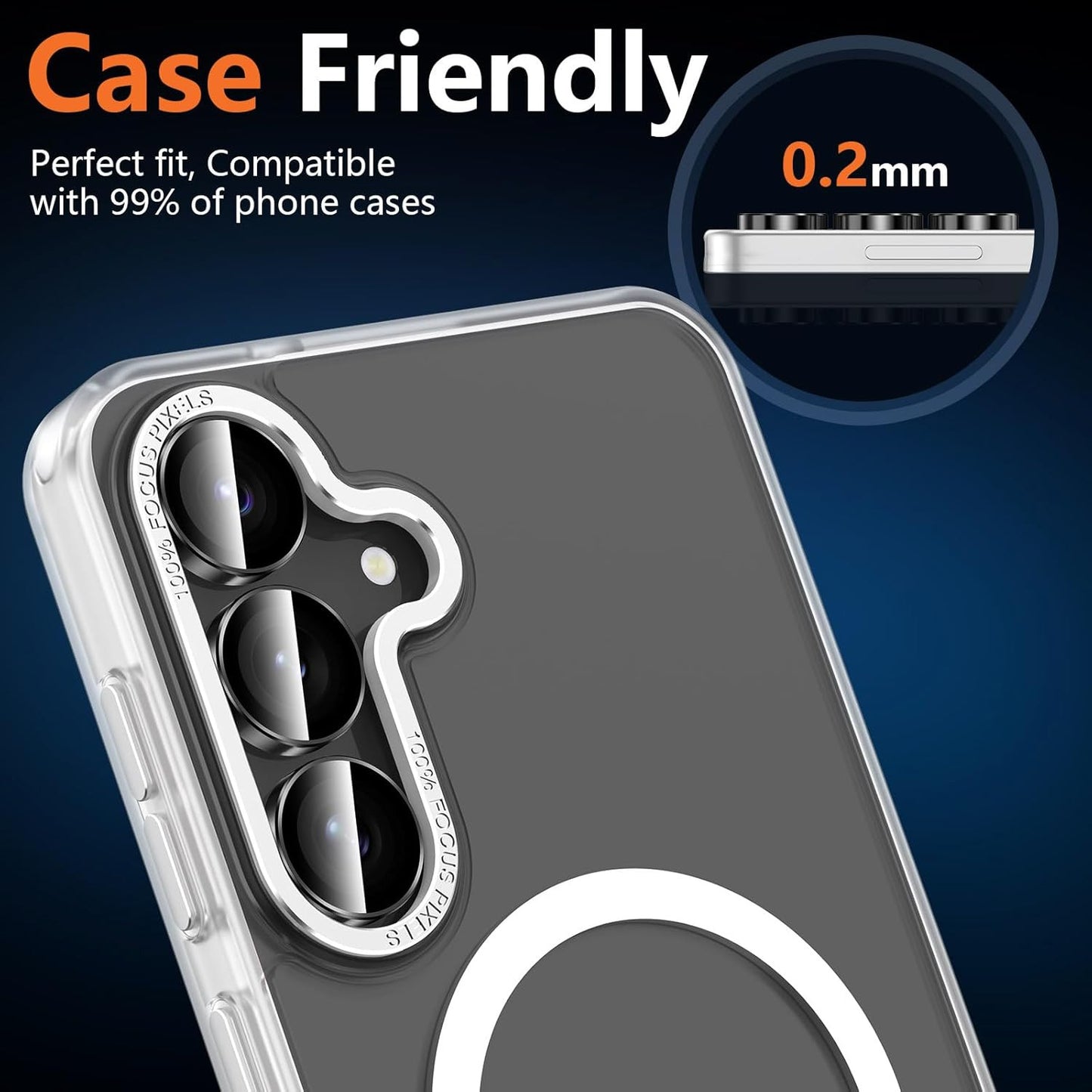 For Samsung Galaxy S25 FE Camera Lens Protector, Individual Metal Ring Tempered