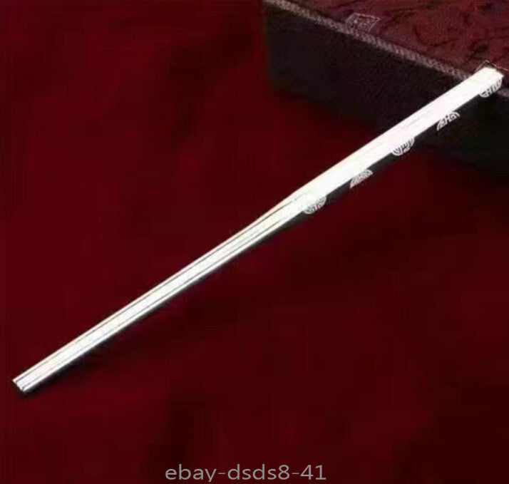 70g 999 Sterling Silver Certified Solid A Pair Chopsticks Family Collectible