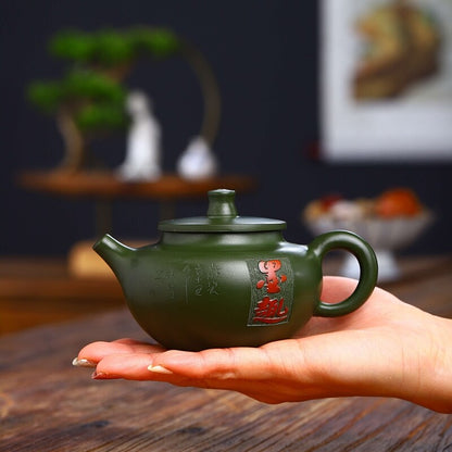 Marked Tea Pot Real Yixing Zisha Republic Green Clay Master Pot Handmade Craft
