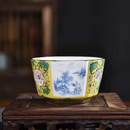Color Enamel Craft Porcelain Tea Cup 110ml Chinese Ceramic Master Cup Floral New