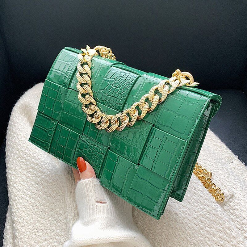 12 Colors Handbag Purse Alligator Pattern Shoulder Bag Women Chain Crossbody Bag