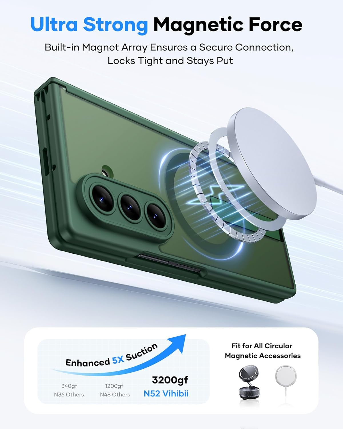 for Samsung Galaxy Z Fold 7 Case with Stand, Compatible with Magsafe, Full Lens