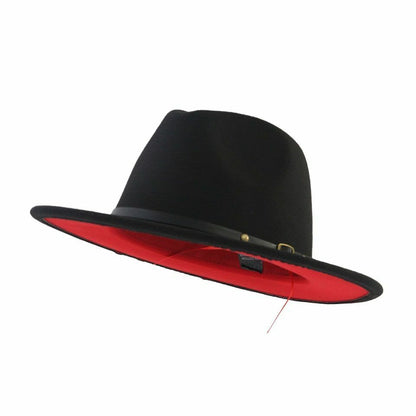 Hats Women Flat Wide Brim Wool Felt Men Black Red Goth Vintage Wedding Elastic