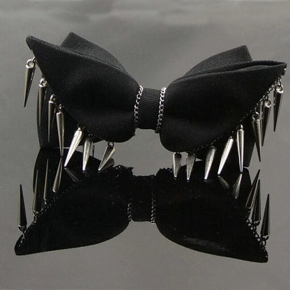 Men Fashion Neckties Cotton Black Punk Rivets Rock Style Bow Ties Hip Hop 12x6cm