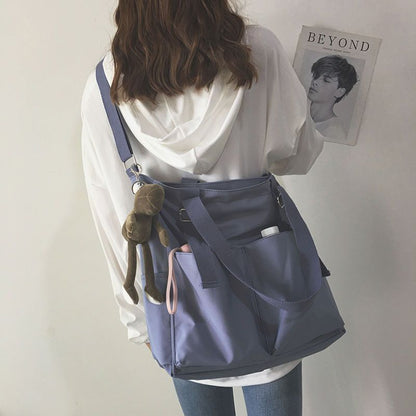Waterproof Large Capacity Canvas Girl Shoulder Hand Bucket Bag Basket Crossbody