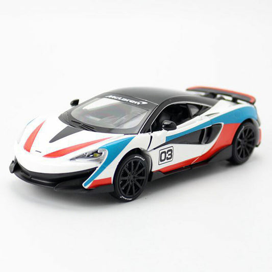 1:32 McLaren 600LT Model Car Diecast Toy Cars Light Sound Door Trunk Open Kids