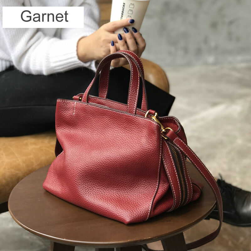 Soft Real Leather Small Handabg Shoulder Bag Tote Purse Crossbody w/ Long Strap