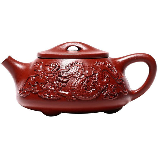 230ml Yixing Purple Clay Dragon Carving Pattern Teapot Kettle Kung Fu Tea Set