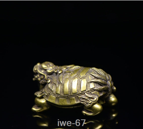 Old China Bronze Carving Dragon Turtle Statue Collection