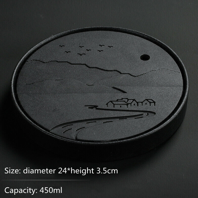 Black Ceramic Tea tray Kungfu Gongfu Tea Tray Serving Table Plate water storage