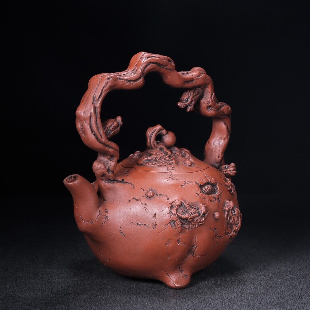 Chinese Yixing Zisha Clay Handmade Exquisite Teapot（九龙提梁 【底款】汪寅仙）