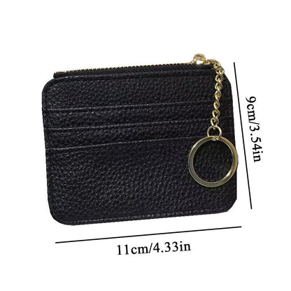 PU Leather Zipper Card Bag ID Card Slot Card Bag Coin Purse Card Case Portable