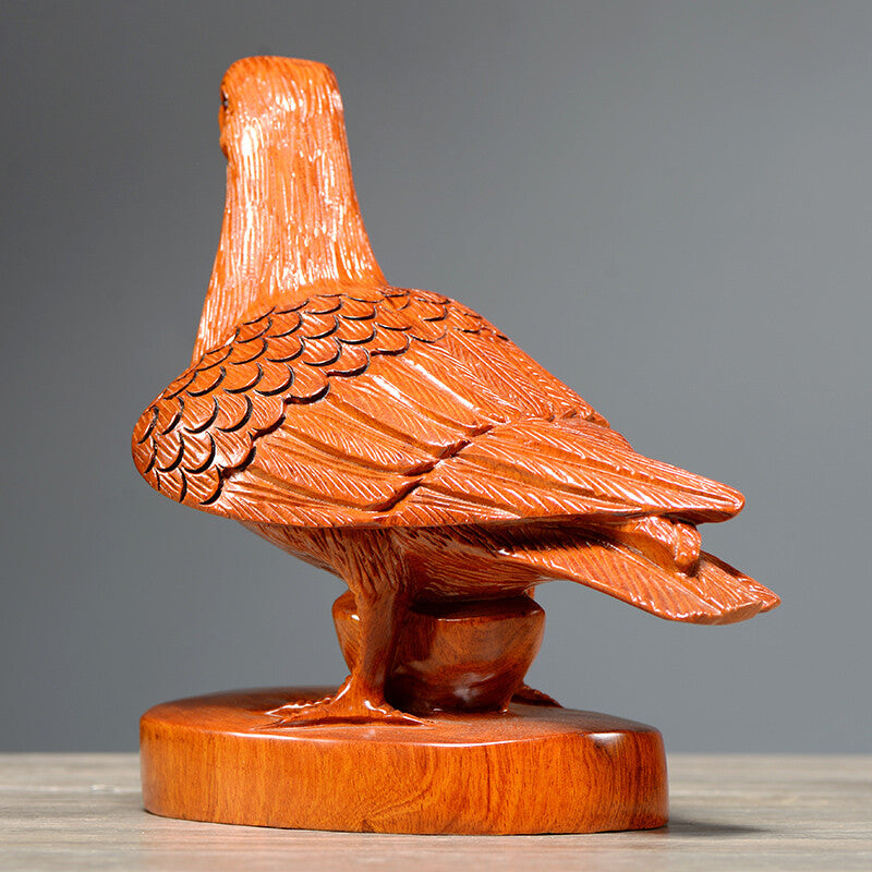 Rosewood Hand Carved Pigeon Peace Dove Statue Bird Sculpture Figurine Decor