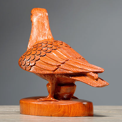 Rosewood Hand Carved Pigeon Peace Dove Statue Bird Sculpture Figurine Decor