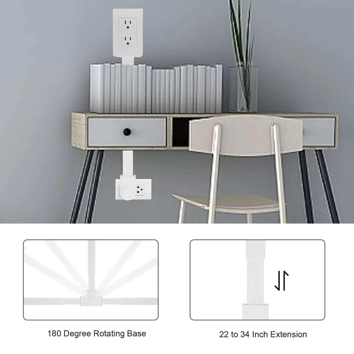 Power Socket Expander – 3 Prong 180° Rotating Outlet