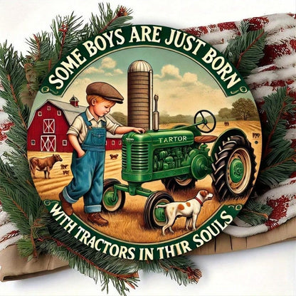 Vintage 8x8 Tin Sign Old Tractor Retro Farmhouse Rustic Wall Art for Garage Bar