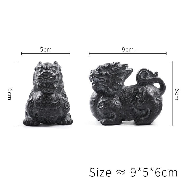 9cm Natural Handmade Stone Kylin Chinese Mascot Statue Tea Pet Sculpture Crafts